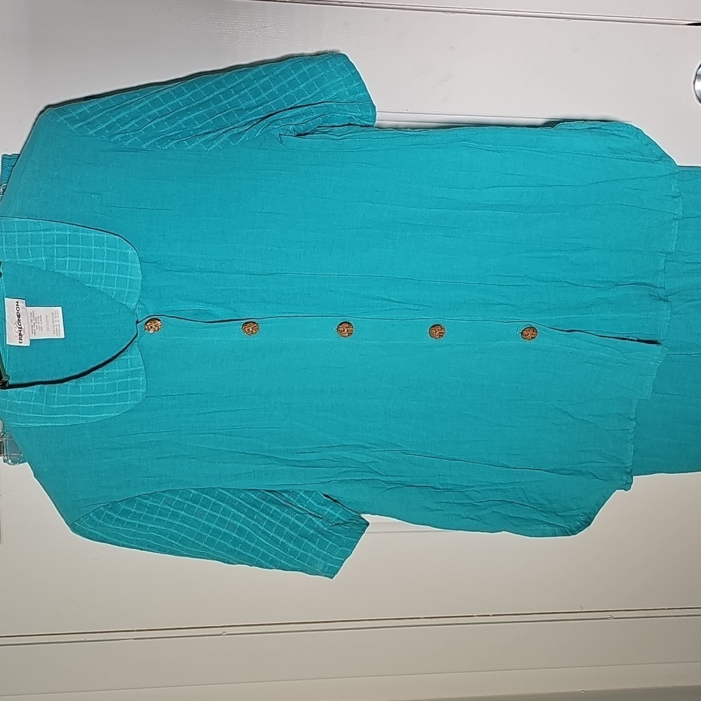 Erin London Vintage Y2K Blue Crinkle‎ Casual Resort Wear. Set